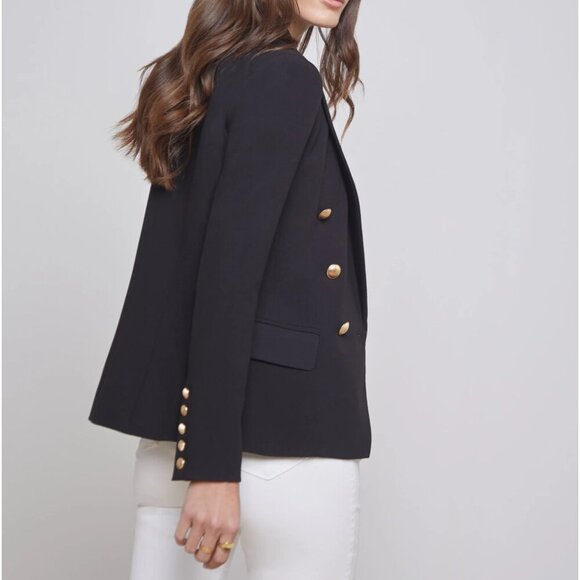 L'Agence | Kenzie Blazer Double Breasted Sculpted Jacket Black Size 8 - Picture 13 of 14